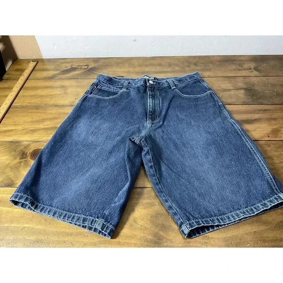 Vintage Southpole Size 36 Baggy Jean Shorts Blue Y2K - Picture 1 of 12